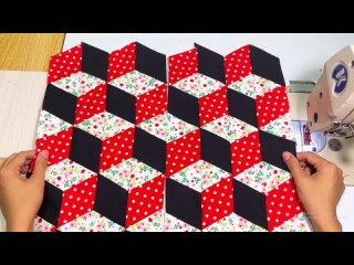 3D лоскутное одеяло. Шаблон для кубического одеяла