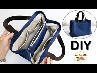 DIY Tote Bag with Divider _ Multi-pockets inside