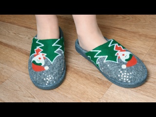 ИДЕАЛЬНЫЙ подарок! Тапочки с новогодним декором своими руками