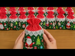 Сшить за 10 минут! Подарочные мешочки на Рождество своими руками