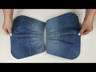 Сумка с выточками из старых джинсов