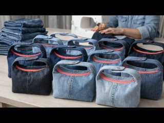 Сшила КОСМЕТИЧКУ за 15 минут / Без выкройки из старых джинсов