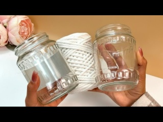 Идеи для поделки из банок и веревки макраме