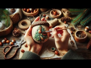 Новогоднее украшение в виде желудя своими руками из простых материалов