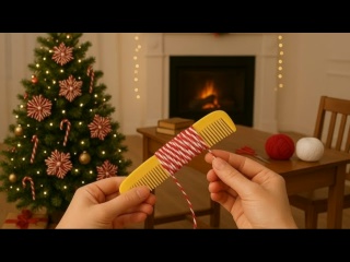 Простое новогоднее украшение, сделанное с помощью обычной расчески
