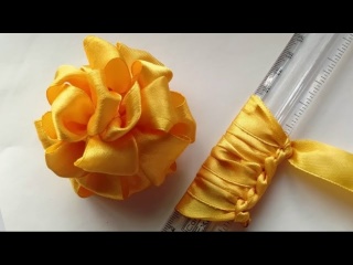 Простой способ сделать розу из атласной ленты своими руками