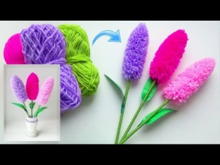 Простая идея для изготовления цветов из шерсти