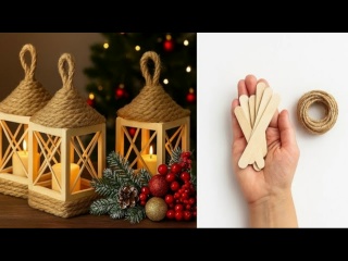 Красивый фонарь из палочек от эскимо - идея для новогодней поделки
