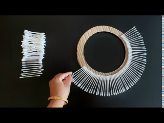 Декор стен своими руками с помощью картона и ватных палочек