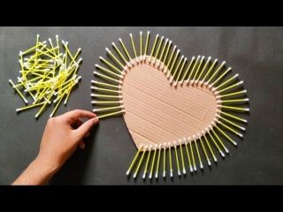 Уникальная идея для поделки на стену из картона и ушных палочек