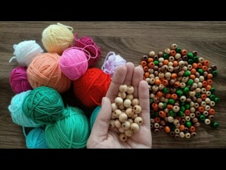 Отличная идея с деревянными бусинами и нитками своими руками