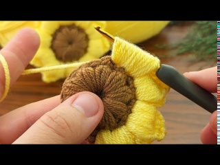 Простой способ вязания подсолнухов крючком