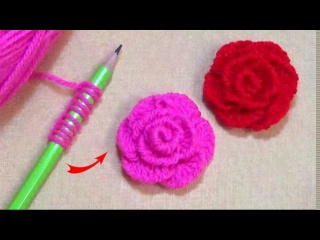 Как сделать розу из шерсти с помощью карандаша - Легко и просто