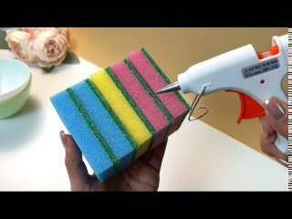 Превращаем обычные губки для мытья посуды в стильный предмет декора