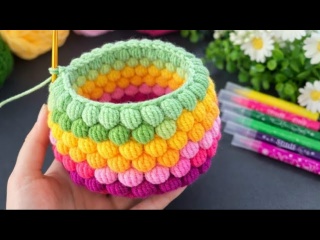 Простая корзинка для вязания крючком своими руками