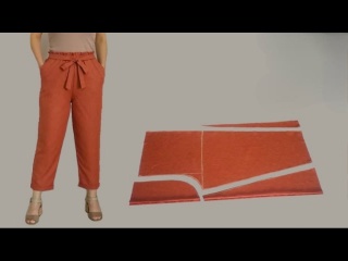 Крой и шитье брюк из бумажного пакета с поясом