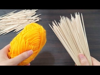 Идеи для поделок своими руками с помощью деревянных шпажек и пряжи в домашних условиях