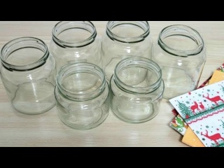Идея для украшения стеклянной с помощью банок своими руками