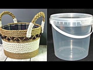 Идеи для творчества из пластиковых ведер: как сделать корзину-органайзер своими руками