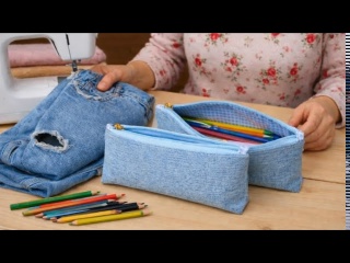 Превратите старые джинсы в модный пенал. Пошаговый урок шитья из джинсовой ткани
