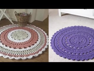 Круглый коврик крючком с ажурными мережками (Ольга Смирнова)
