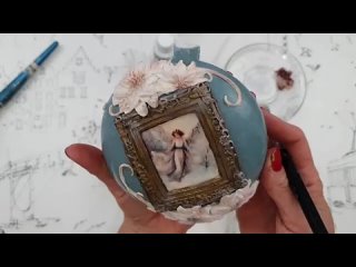 Декупаж и декор елочной игрушки "Ангел"
