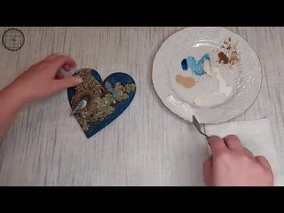 Рождественское сердце с птицами. DIY