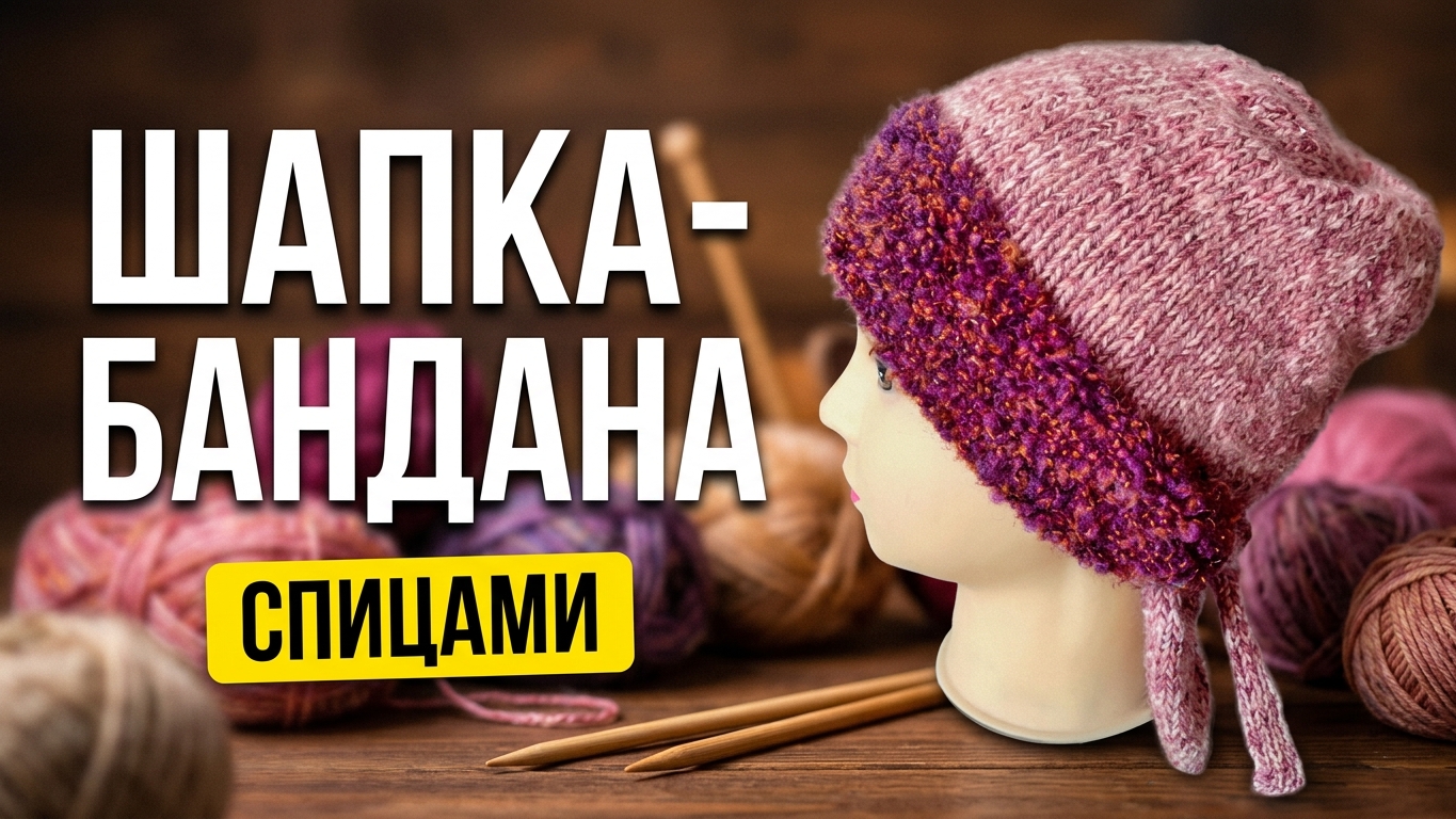 Вяжется на одном дыхании: теплая и стильная бандана на завязках спицами