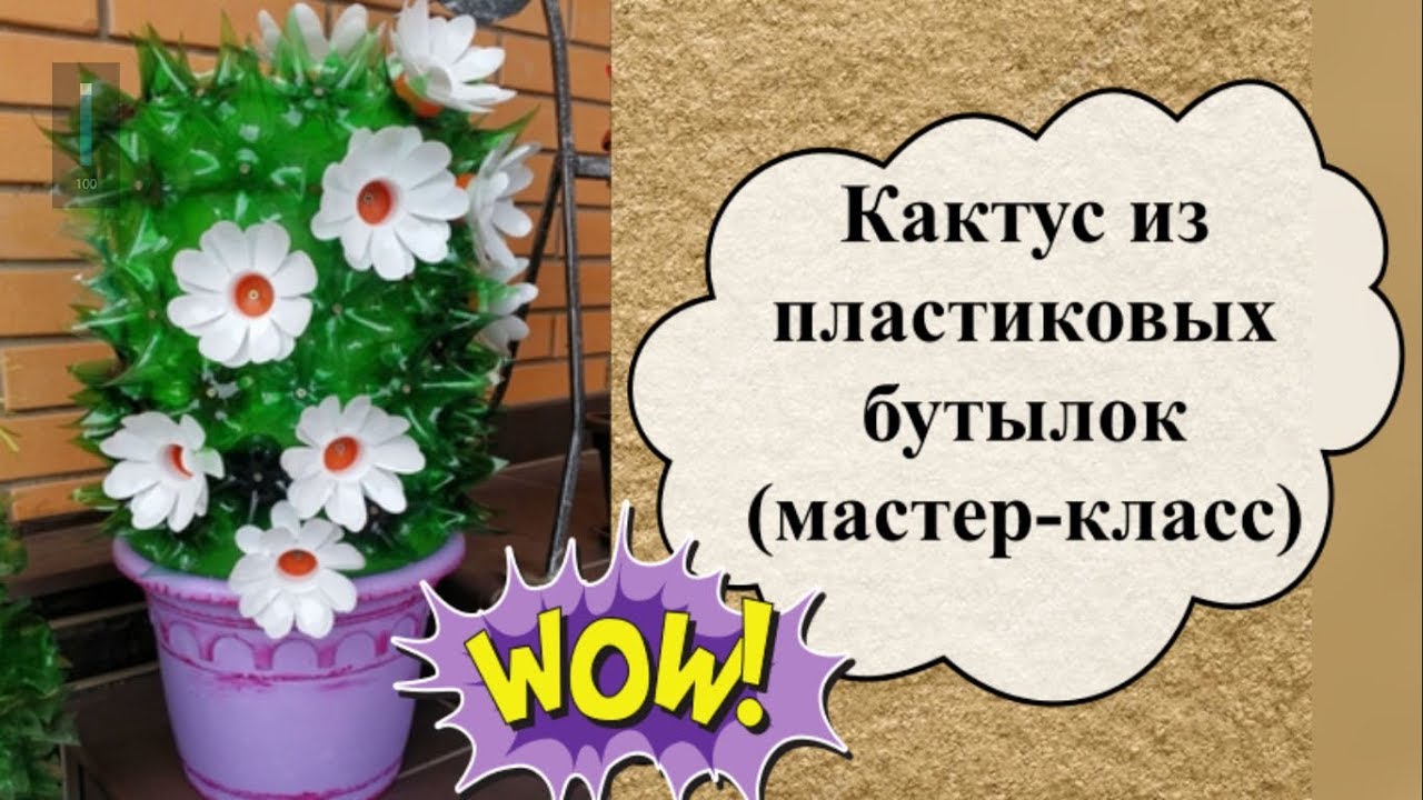 Кактус из пластиковых бутылок для украшения дачного участка (мастер-класс)