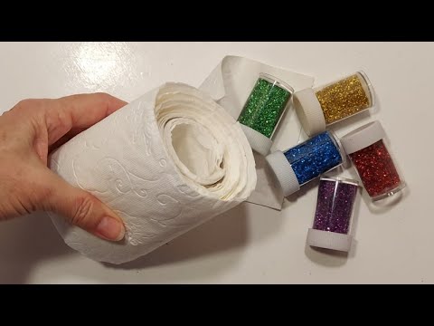 Заливаю БУМАЖНЫЕ ПОЛОТЕНЦА клеем и Засыпаю ГЛИТТЕРОМ! Все в ШОКЕ! DIY поделки-фольги.новый год.декор