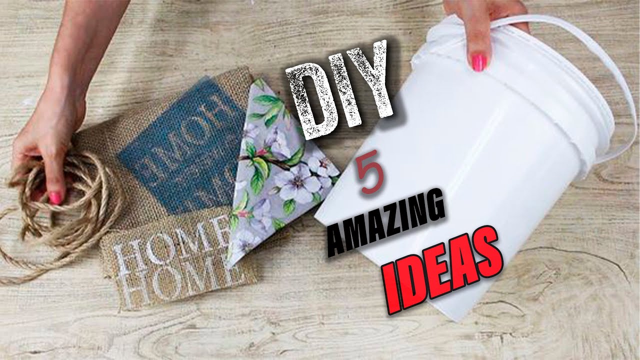 DIY 5 ИДЕЙ ИЗ ПЛАСТИКОВЫХ ВЕДЕР своими руками. ИДЕИ поделок из джута и ведер. Jute craft ideas easy