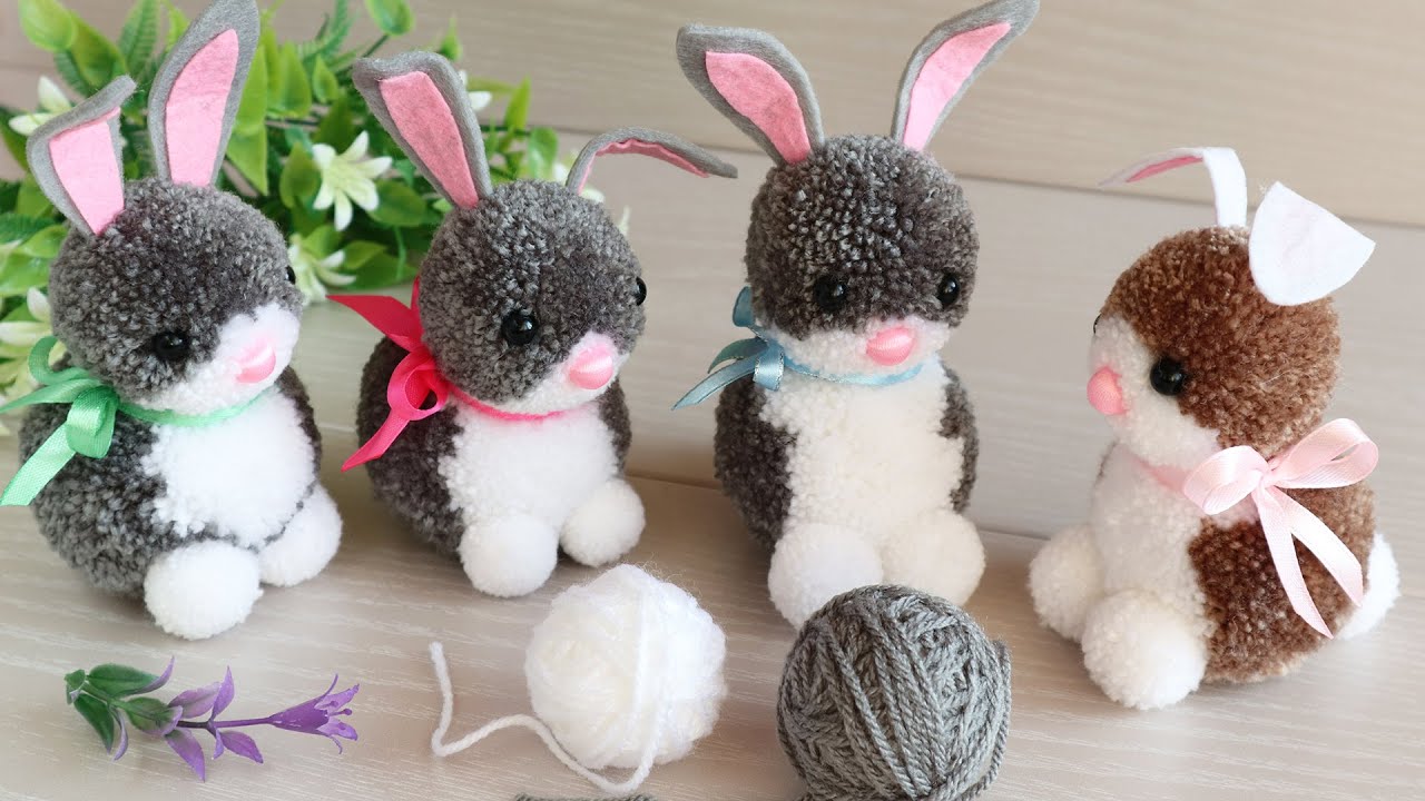 Чудесные ЗАЙКИ/КРОЛИКИ из пряжи. Pom Pom Bunny/Rabbit
