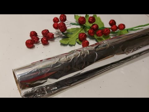 Ягодки из КУХОННОЙ ФОЛЬГИ - ЭФФЕКТ ПОТРЯСАЮЩИЙ. декор дома DIY .ADDED GLITER TO THE ALUMINUM FOIL...