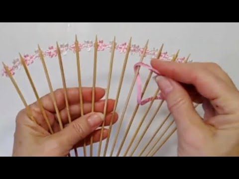 Я ПЕРВАЯ СДЕЛАЛА! С УМА СОЙТИ КАК КРАСИВО: приклеиваю на цветочную тесьму деревянные палочки DIV