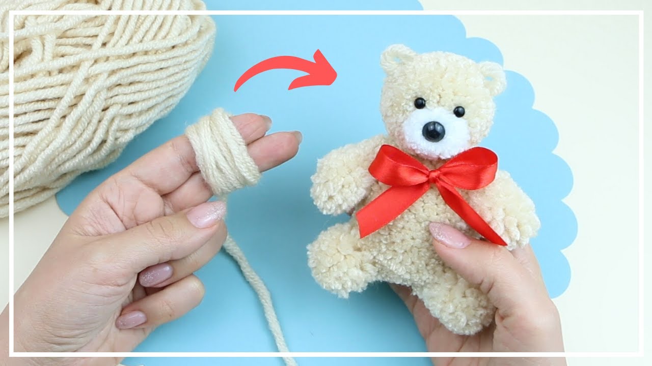 Как сделать пушистого Мишку из Ниток Yarn Teddy Bear Making