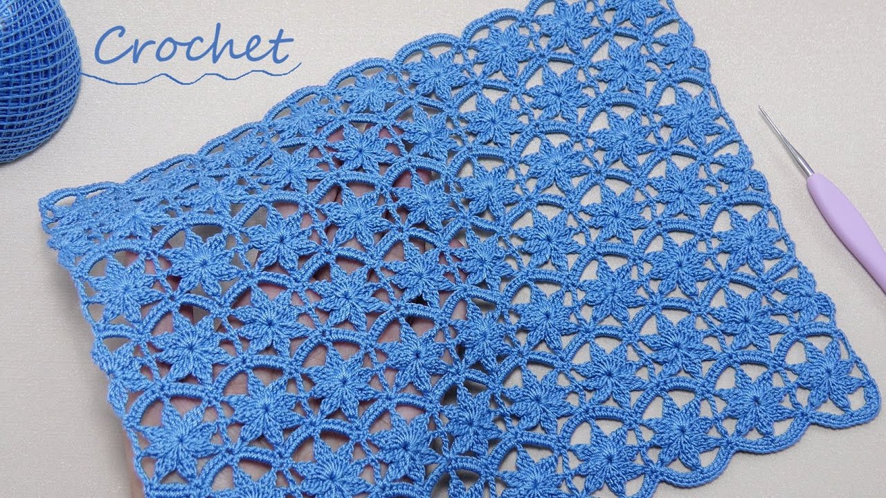 Цветочный УЗОР КРЮЧКОМ простое ВЯЗАНИЕ для начинающих. EASY Floral Crochet Pattern for Beginners