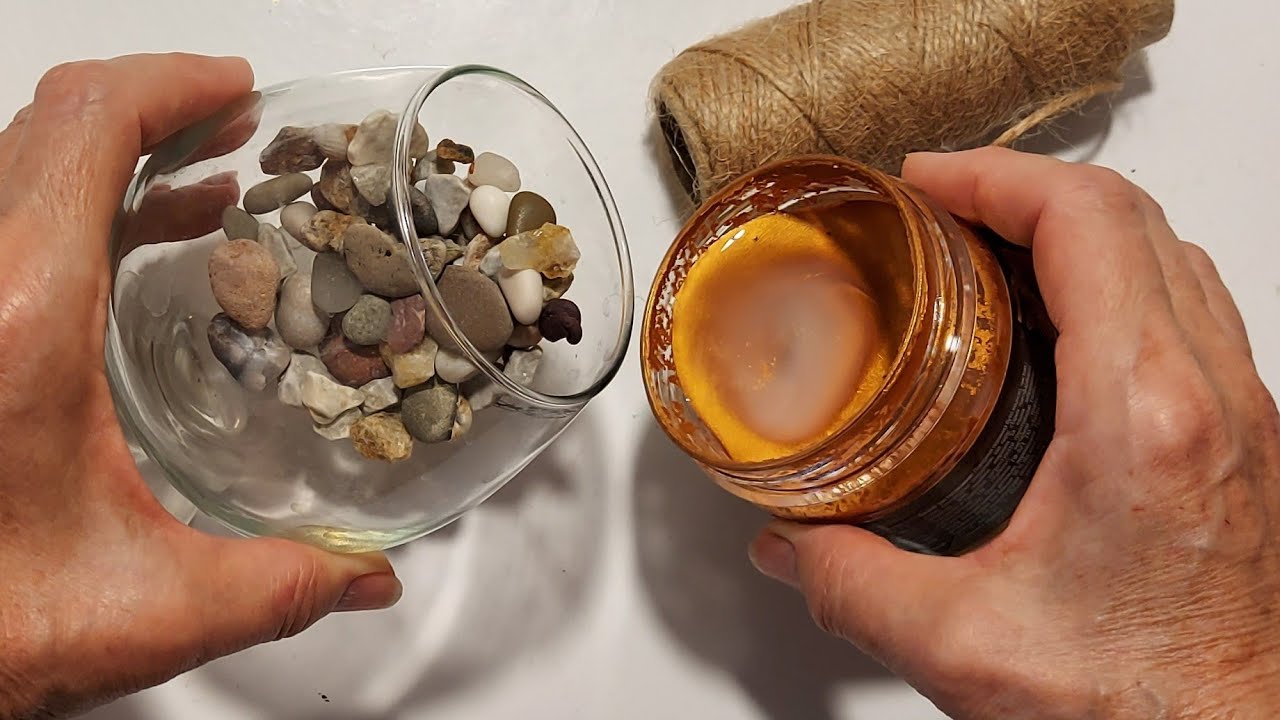 Засыпаю КАМНЯМИ и ЗАЛИВАЮ КРАСКОЙ. ПОКА ДЕЛАЛА - ВЛЮБИТЕСЬ)) diy поделки из стеклянных банок и джута