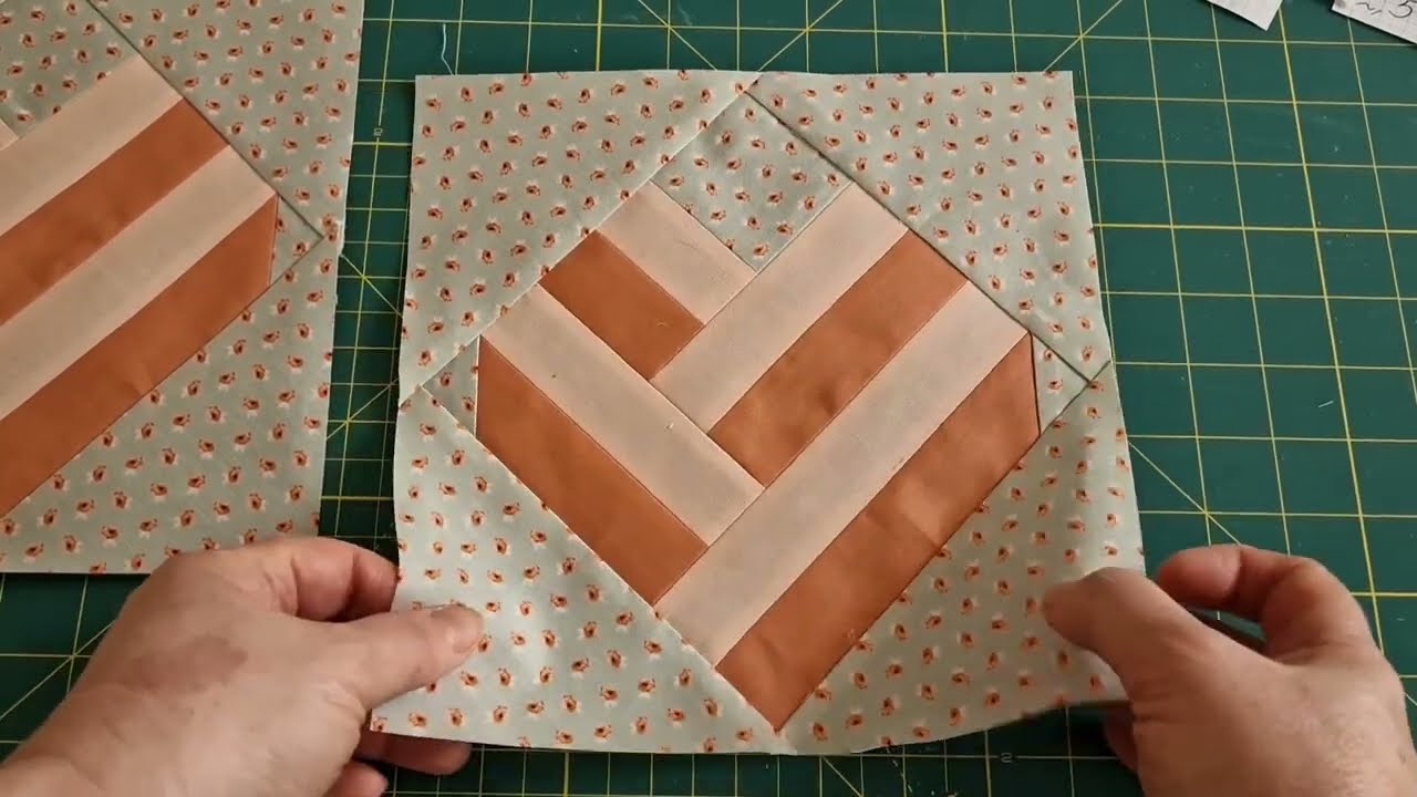 336. МК: Блок лоскутное сердце 9"×9".